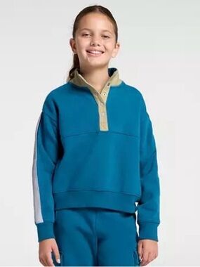DSG Teal Pullover Snap-Front Hoodie with Cream Placket